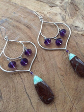 Load image into Gallery viewer, Chrysoprase Chandelier Earrings | Amethyst | Sterling Silver | Bohemian | Gemstone