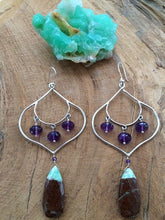 Load image into Gallery viewer, Chrysoprase Chandelier Earrings | Amethyst | Sterling Silver | Bohemian | Gemstone