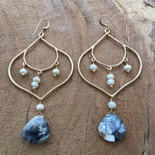 Load image into Gallery viewer, Mystic Sapphire Earrings | Black Opal Earrings | Chandelier Earrings | Bohemian Earrings | Gemstone Earrings