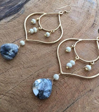 Load image into Gallery viewer, Mystic Sapphire Earrings | Black Opal Earrings | Chandelier Earrings | Bohemian Earrings | Gemstone Earrings