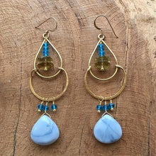 Load image into Gallery viewer, African Blue Opal Earrings | Lemon Quartz Earrings | Apatite Earrings | Chandelier Earrings | Bohemian Earrings