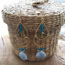 Load image into Gallery viewer, African Blue Opal Earrings | Lemon Quartz Earrings | Apatite Earrings | Chandelier Earrings | Bohemian Earrings