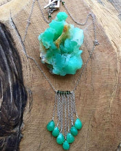 Load image into Gallery viewer, Chrysoprase Necklace | Green Tourmaline | Sterling Silver | Waterfall Necklace | Bohemian