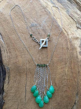 Load image into Gallery viewer, Chrysoprase Necklace | Green Tourmaline | Sterling Silver | Waterfall Necklace | Bohemian