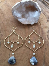 Load image into Gallery viewer, Mystic Sapphire Earrings | Black Opal Earrings | Chandelier Earrings | Bohemian Earrings | Gemstone Earrings