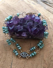 Load image into Gallery viewer, Pave Diamond Evil Eye Bracelet | Mystic Green Moonstone | Bohemian | Gemstone
