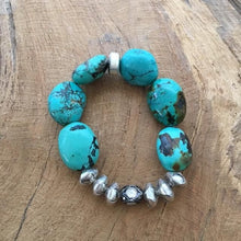 Load image into Gallery viewer, Genuine Diamond Bracelet | Blue Moon Turquoise | Thai Silver | Bohemian | Gemstone
