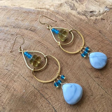 Load image into Gallery viewer, African Blue Opal Earrings | Lemon Quartz Earrings | Apatite Earrings | Chandelier Earrings | Bohemian Earrings