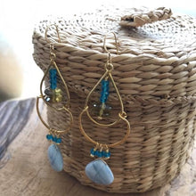 Load image into Gallery viewer, African Blue Opal Earrings | Lemon Quartz Earrings | Apatite Earrings | Chandelier Earrings | Bohemian Earrings