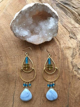 Load image into Gallery viewer, African Blue Opal Earrings | Lemon Quartz Earrings | Apatite Earrings | Chandelier Earrings | Bohemian Earrings