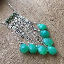 Load image into Gallery viewer, Chrysoprase Necklace | Green Tourmaline | Sterling Silver | Waterfall Necklace | Bohemian