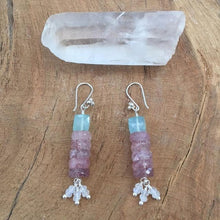 Load image into Gallery viewer, Strawberry Quartz Earrings | Aqua Chalcedony Earrings | Moonstone Earrings | Bohemian Earrings | Gemstone Earrings