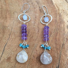 Load image into Gallery viewer, Amethyst Earrings | Rutilated Quartz Earrings | Chalcedony Earrings | Apatite Earrings | Gemstone Earrings