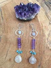 Load image into Gallery viewer, Amethyst Earrings | Rutilated Quartz Earrings | Chalcedony Earrings | Apatite Earrings | Gemstone Earrings