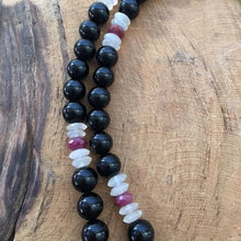 Load image into Gallery viewer, Kingman Turquoise Necklace | Zuni Pendant | Black Onyx | Genuine Ruby | Moonstone | Thai Silver | Bohemian | Gemstone | Tribal