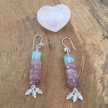 Load image into Gallery viewer, Strawberry Quartz Earrings | Aqua Chalcedony Earrings | Moonstone Earrings | Bohemian Earrings | Gemstone Earrings