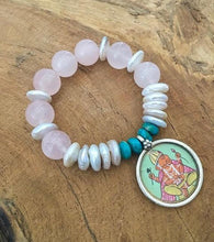 Load image into Gallery viewer, Ganesh Bracelet | Peruvian Opal | Rose Quartz | Freshwater Pearl | Gemstone | Bohemian | Stack Bracelet