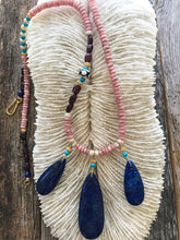 Load image into Gallery viewer, Lapis Lazuli Necklace | Rhodochrosite | Garnet | Turquoise | 24K Gold Vermeil | Bone | Bohemian | Gemstone | Tribal