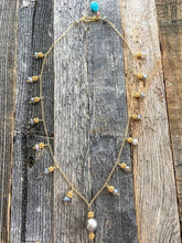 Load image into Gallery viewer, Black Tahitian Pearl Necklace | Labradorite | Turquoise | 24K Gold Vermeil | Bohemian | Gemstone