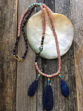 Load image into Gallery viewer, Lapis Lazuli Necklace | Rhodochrosite | Garnet | Turquoise | 24K Gold Vermeil | Bone | Bohemian | Gemstone | Tribal