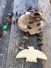 Load image into Gallery viewer, Thunderbird Necklace | Natural Purple Charoite Necklace | Chrysoprase | 24K Gold Vermeil | Bohemian | Tribal