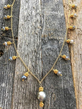 Load image into Gallery viewer, Black Tahitian Pearl Necklace | Labradorite | Turquoise | 24K Gold Vermeil | Bohemian | Gemstone