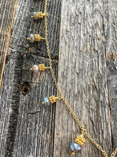 Load image into Gallery viewer, Black Tahitian Pearl Necklace | Labradorite | Turquoise | 24K Gold Vermeil | Bohemian | Gemstone