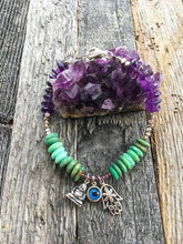 Load image into Gallery viewer, Buddha Bracelet | Evil Eye Bracelet | Hamsa Bracelet | Chrysoprase Bracelet | Amethyst Bracelet | Thai Hill Tribe Silver Bracelet