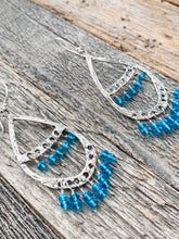 Load image into Gallery viewer, Apatite Chandelier Earrings | Sterling Silver | Artisan | Bohemian Beach Style | Blue Gemstones