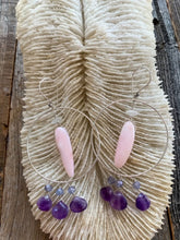 Load image into Gallery viewer, Pink Opal Hoop Earrings | Amethyst | Mystic Chalcedony | Moonstone | Sterling Silver | Gemstone | Bohemian