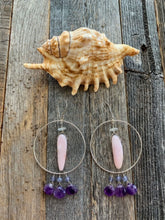 Load image into Gallery viewer, Pink Opal Hoop Earrings | Amethyst | Mystic Chalcedony | Moonstone | Sterling Silver | Gemstone | Bohemian