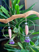 Load image into Gallery viewer, Pink Opal Hoop Earrings | Amethyst | Mystic Chalcedony | Moonstone | Sterling Silver | Gemstone | Bohemian
