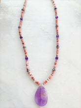Load image into Gallery viewer, Spiny Oyster Shell Necklace | Amethyst | Mystic Labradorite | Moonstone | Jasper | Beaded Necklace | Beach Chic