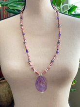 Load image into Gallery viewer, Spiny Oyster Shell Necklace | Amethyst | Mystic Labradorite | Moonstone | Jasper | Beaded Necklace | Beach Chic