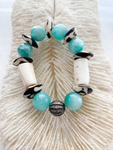 Load image into Gallery viewer, Pave Diamond Bracelet | Green Moonstone | Bamboo Coral | African Trade Beads | Beach Chic