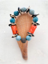 Load image into Gallery viewer, Pave Diamond Bracelet | Larimar | Bamboo Coral | African Trade Beads | Beach Chic