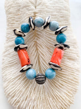 Load image into Gallery viewer, Pave Diamond Bracelet | Larimar | Bamboo Coral | African Trade Beads | Beach Chic
