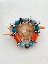 Load image into Gallery viewer, Pave Diamond Bracelet | Larimar | Bamboo Coral | African Trade Beads | Beach Chic