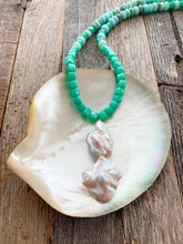 Load image into Gallery viewer, Chrysoprase Necklace | Baroque Freshwater Pearl | Peruvian Opal | Sterling Silver
