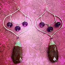 Load image into Gallery viewer, Chrysoprase Chandelier Earrings | Amethyst | Sterling Silver | Bohemian | Gemstone