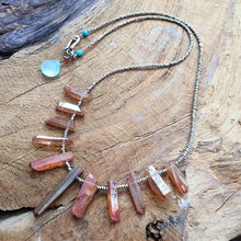 Load image into Gallery viewer, Titanium Quartz Necklace | Thai Karen Hill Tribe Silver | Blue Chalcedony | Gemstone | Bohemian