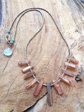 Load image into Gallery viewer, Titanium Quartz Necklace | Thai Karen Hill Tribe Silver | Blue Chalcedony | Gemstone | Bohemian