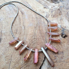Load image into Gallery viewer, Titanium Quartz Necklace | Thai Karen Hill Tribe Silver | Blue Chalcedony | Gemstone | Bohemian