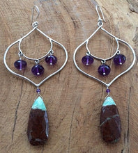 Load image into Gallery viewer, Chrysoprase Chandelier Earrings | Amethyst | Sterling Silver | Bohemian | Gemstone