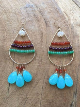 Load image into Gallery viewer, Aqua Chalcedony Earrings | Garnet Earrings | Chrysoprase Earrings | Carnelian Earrings | Ombre Earrings | Chandelier Earrings