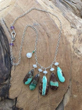 Load image into Gallery viewer, Chrysoprase Necklace | Pearl Chalcedony | Amethyst | Sterling Silver | Bohemian | Gemstone Necklace