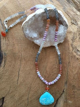 Load image into Gallery viewer, Sleeping Beauty Turquoise Necklace | Moonstone Necklace | Pink Mystic Sapphire Necklace | Bohemian Necklace | Gemstone Necklace