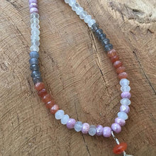 Load image into Gallery viewer, Sleeping Beauty Turquoise Necklace | Moonstone Necklace | Pink Mystic Sapphire Necklace | Bohemian Necklace | Gemstone Necklace
