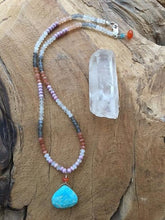 Load image into Gallery viewer, Sleeping Beauty Turquoise Necklace | Moonstone Necklace | Pink Mystic Sapphire Necklace | Bohemian Necklace | Gemstone Necklace