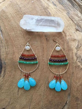 Load image into Gallery viewer, Aqua Chalcedony Earrings | Garnet Earrings | Chrysoprase Earrings | Carnelian Earrings | Ombre Earrings | Chandelier Earrings
